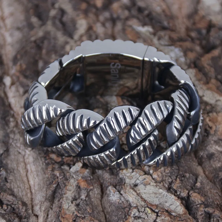 Bagger Bracelet - Cutting Lines - Silver - 1.25" Wide - The Classic - B49 CLEARANCE