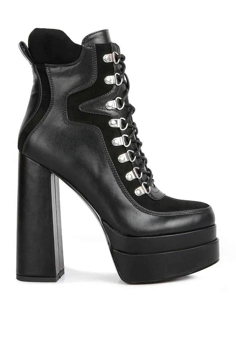 Beamer Faux Leather High Heeled Ankle Boots