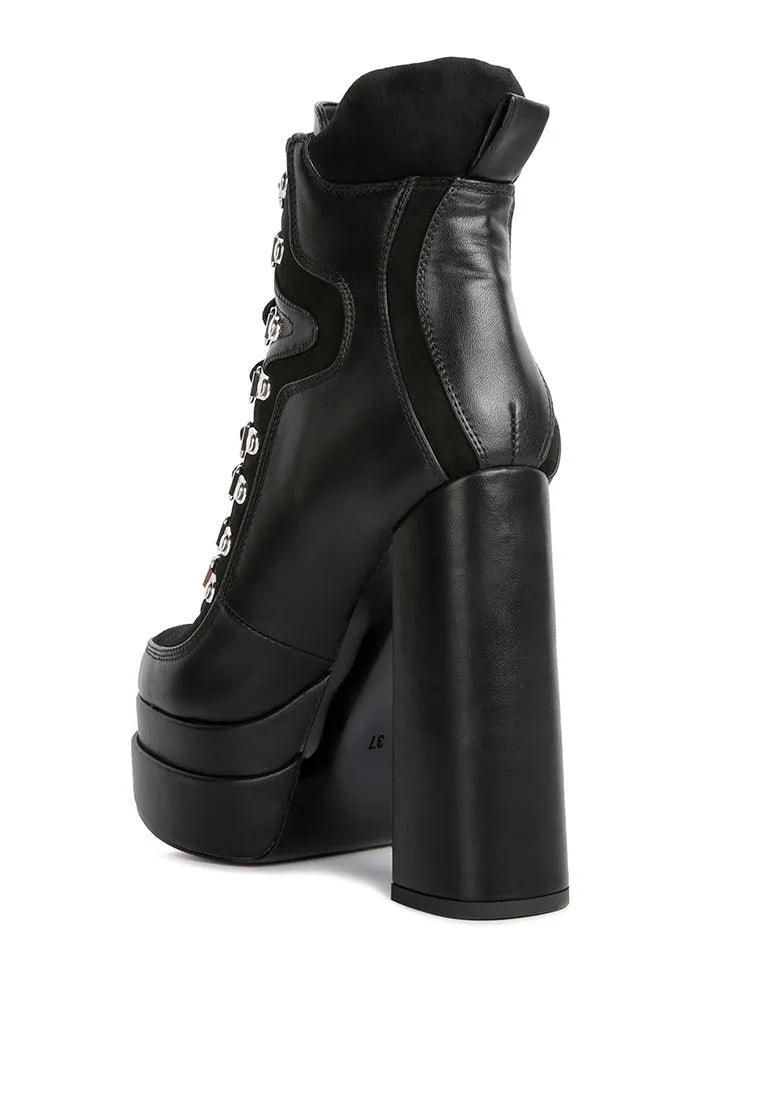 Beamer Faux Leather High Heeled Ankle Boots