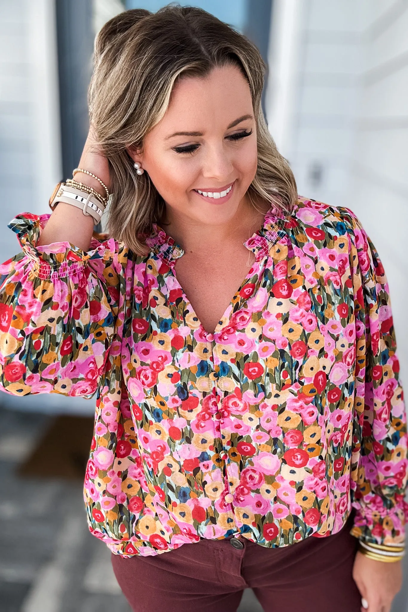 Berry Fall Floral Blouse