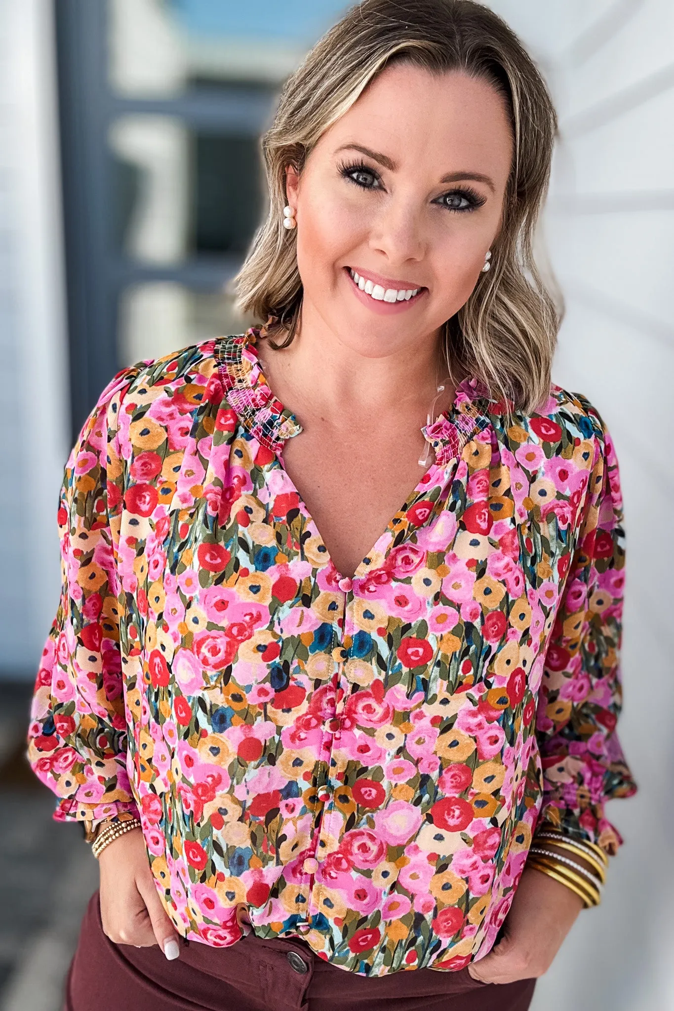 Berry Fall Floral Blouse