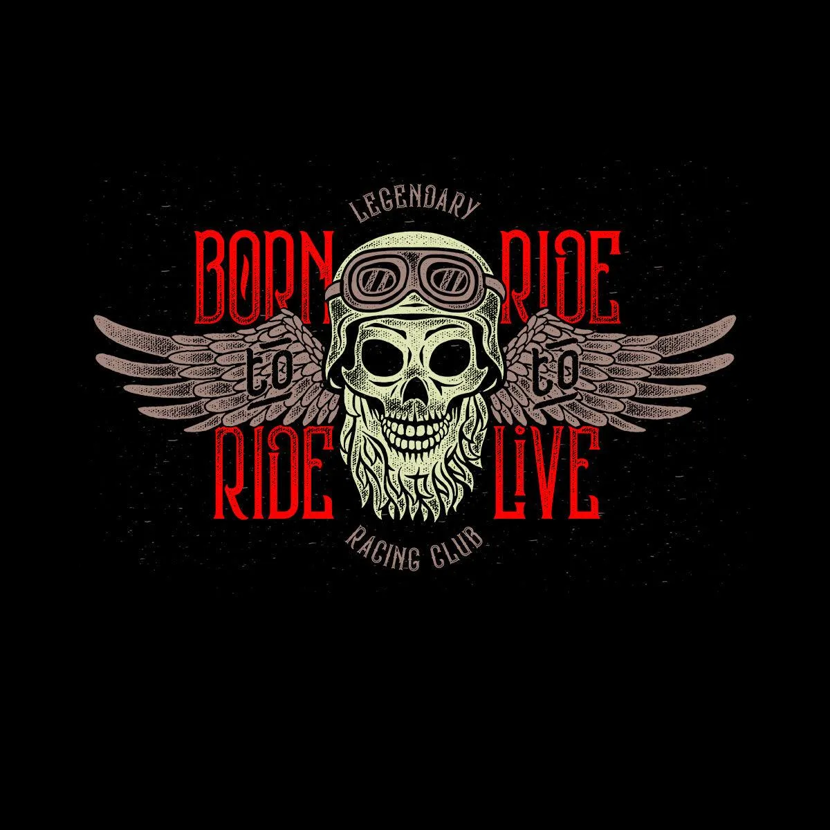 Biking Beard Skull Wearing a Biker Helmet T-shirt