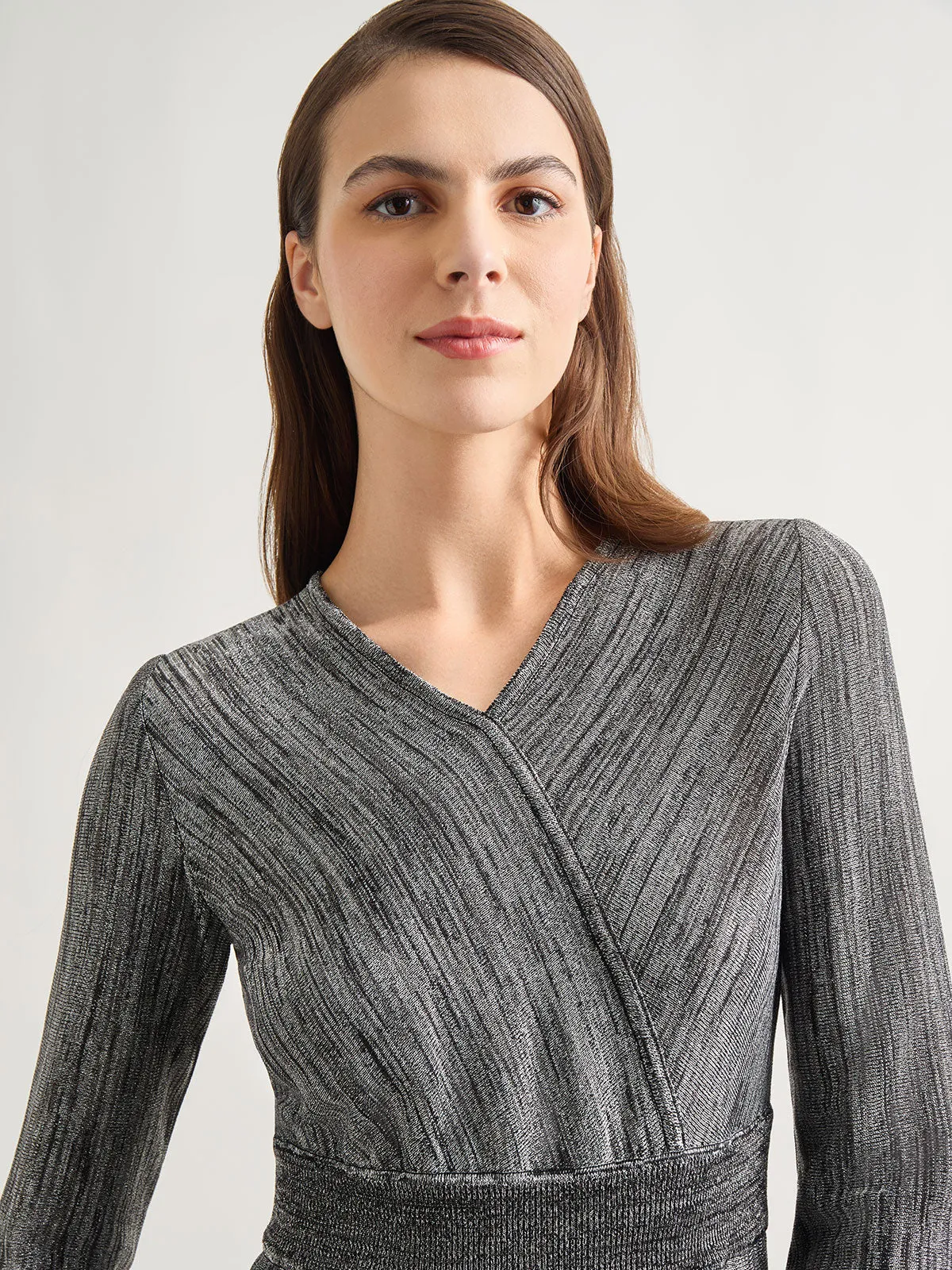 Bishop Sleeve Jacquard Knit Maxi Dress