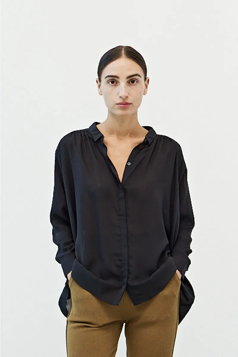 Black Button Up Blouse 3/4 Length Sleeves