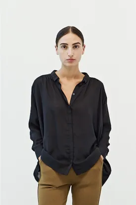 Black Button Up Blouse 3/4 Length Sleeves