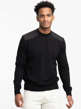 Black Re-Wool Sweater with Shark Inlay