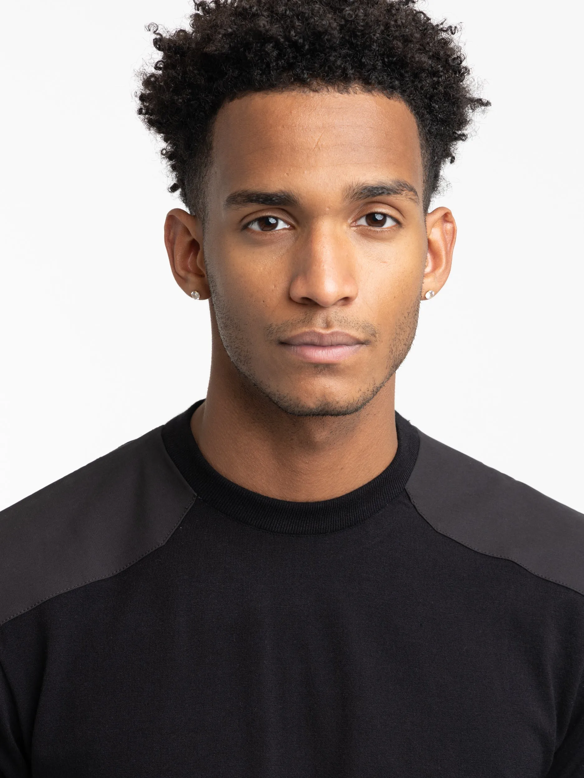 Black Re-Wool Sweater with Shark Inlay
