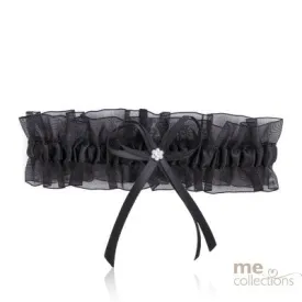 Black Satin And Organza Garter