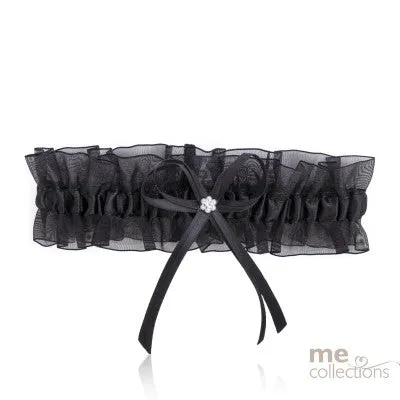 Black Satin And Organza Garter