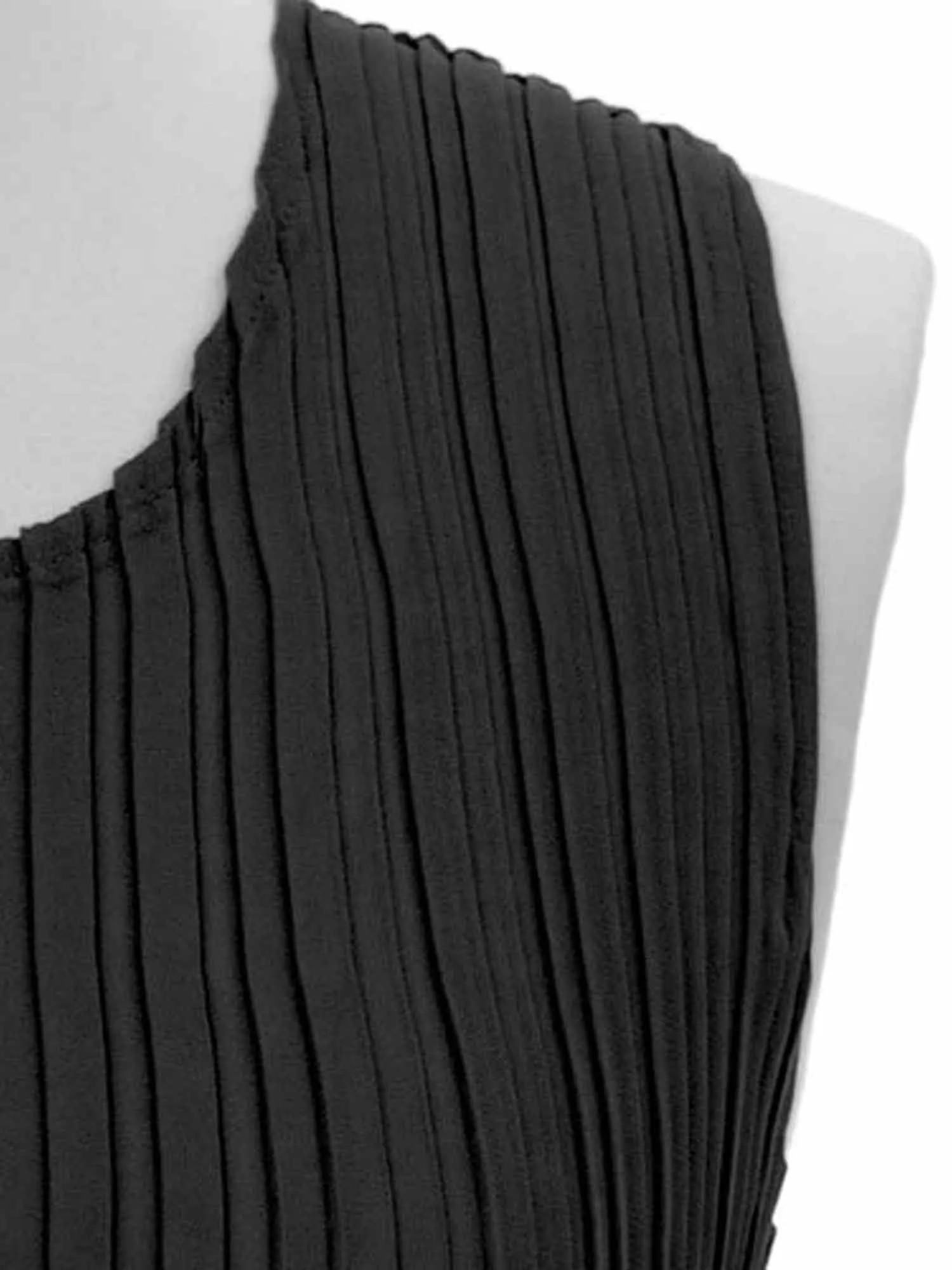 Black Semi Sheer Top With Vertical Pleats Size Medium