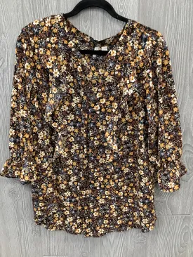 Blouse Long Sleeve By Cato In Floral Print, Size: Xl
