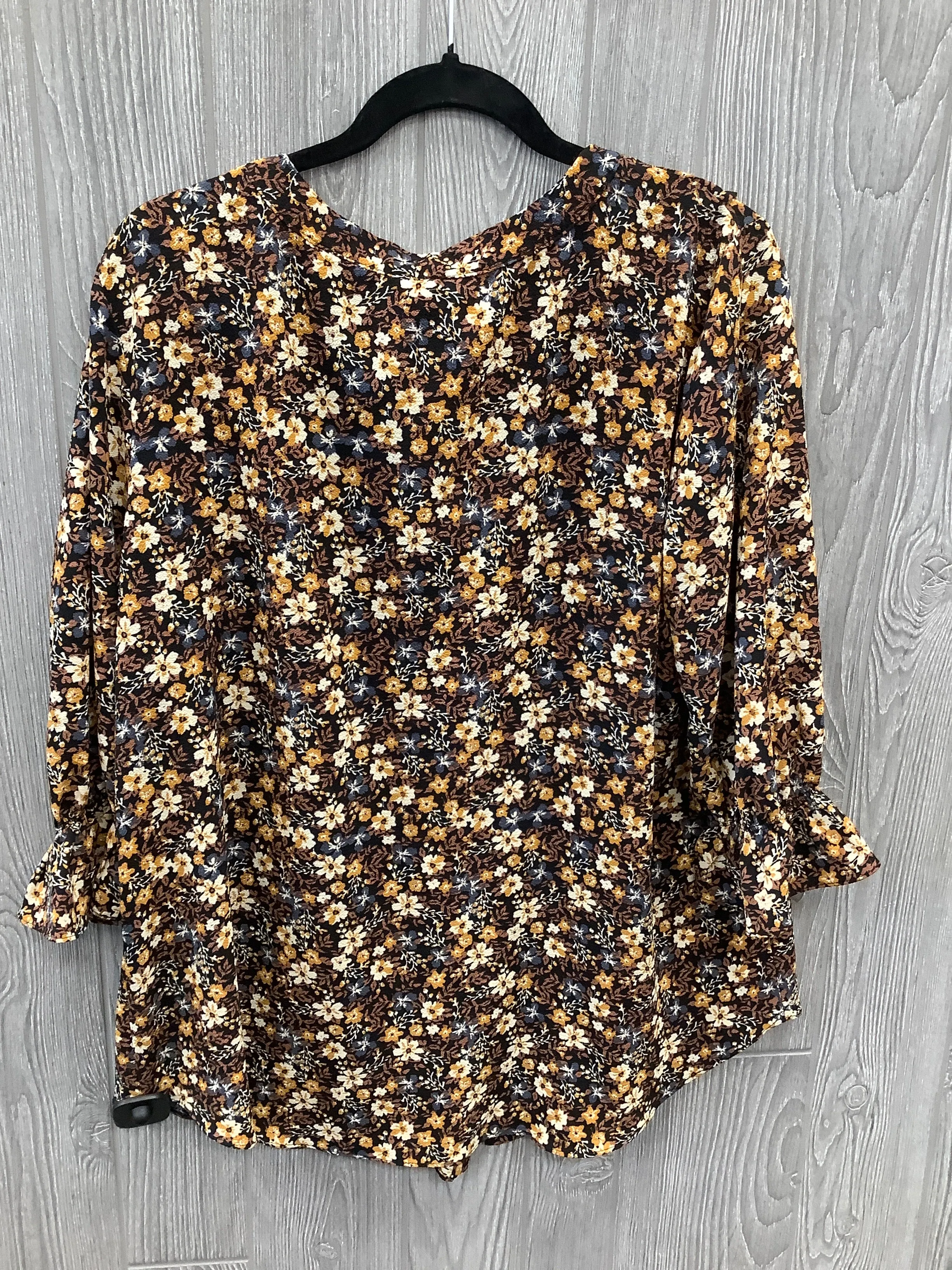 Blouse Long Sleeve By Cato In Floral Print, Size: Xl