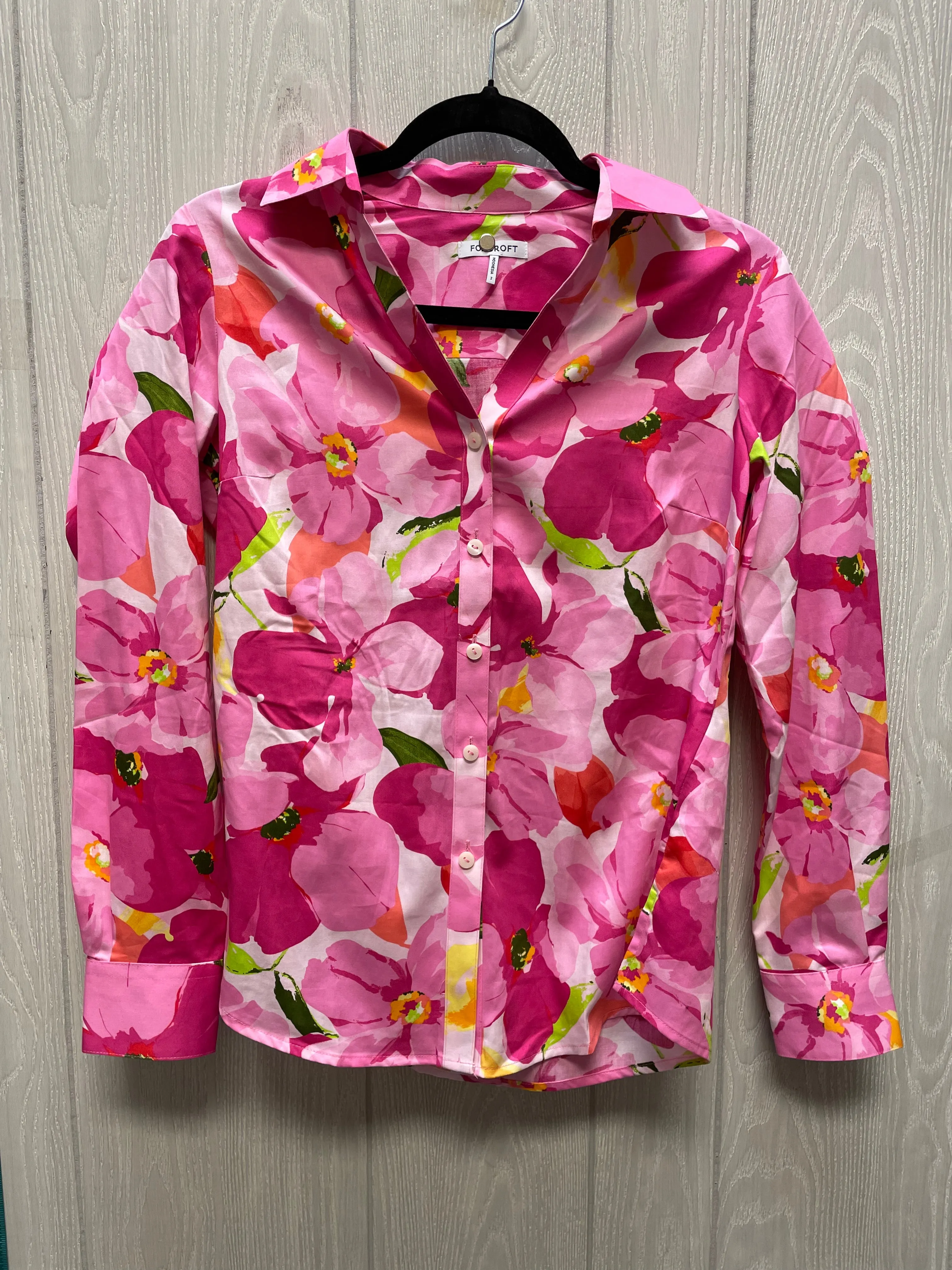 Blouse Long Sleeve By Foxcroft In Floral Print, Size: Xs