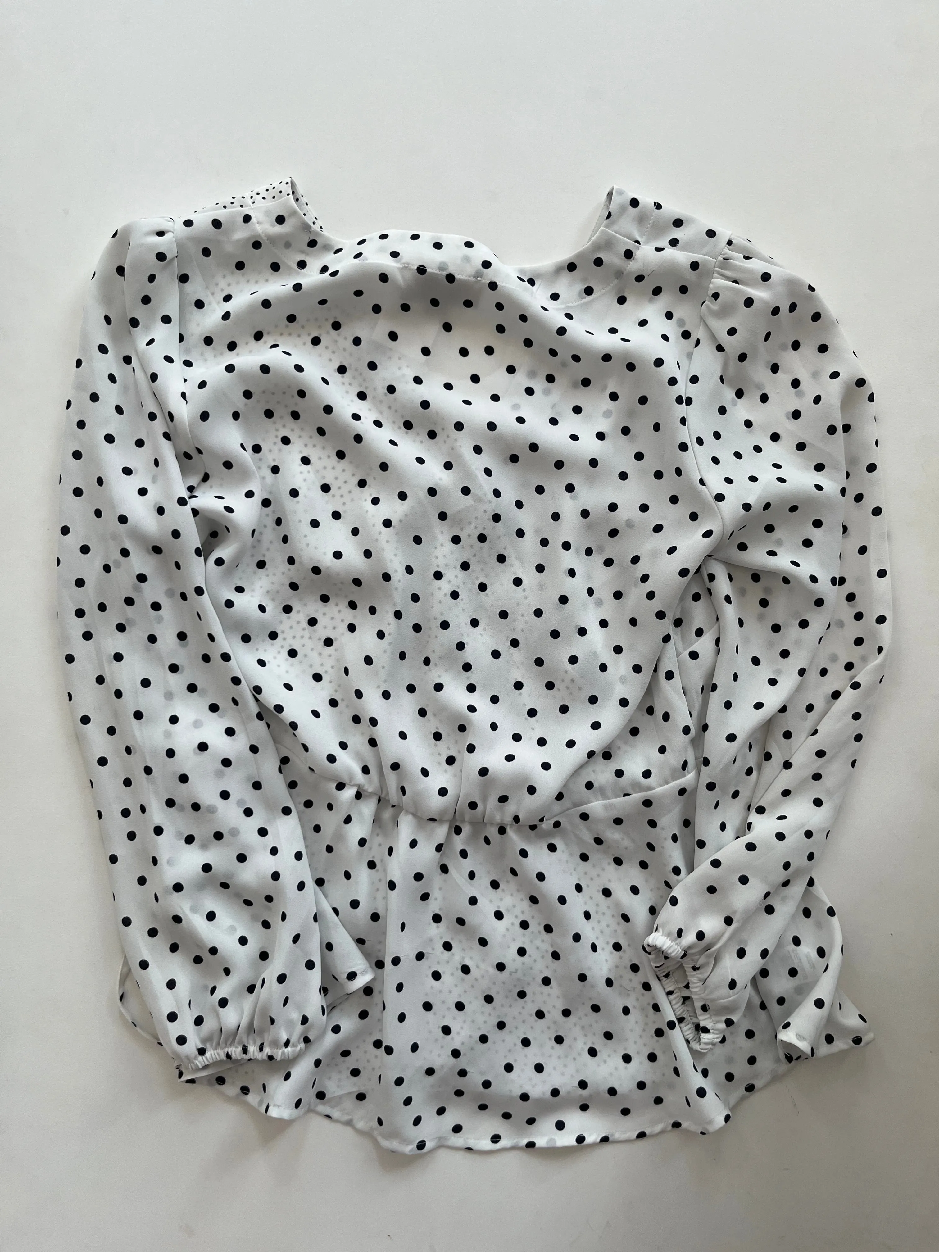 Blouse Long Sleeve By Loft In Polkadot, Size: Petite   Xs