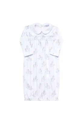 Blue Rocking Horse Smocked Gown