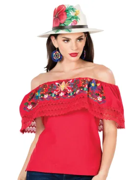 Blusa Artesanal de Olan Bordada de Flores para Mujer