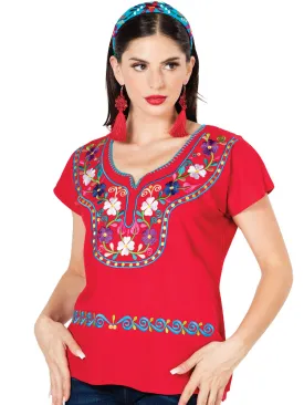Blusa Artesanal Kimona Bordada de Flores para Mujer