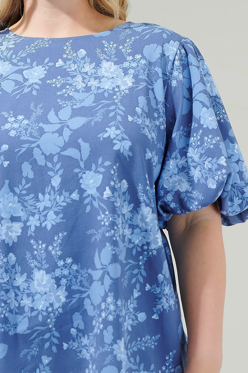 Borage Floral Bubble Sleeve Blouse Curve
