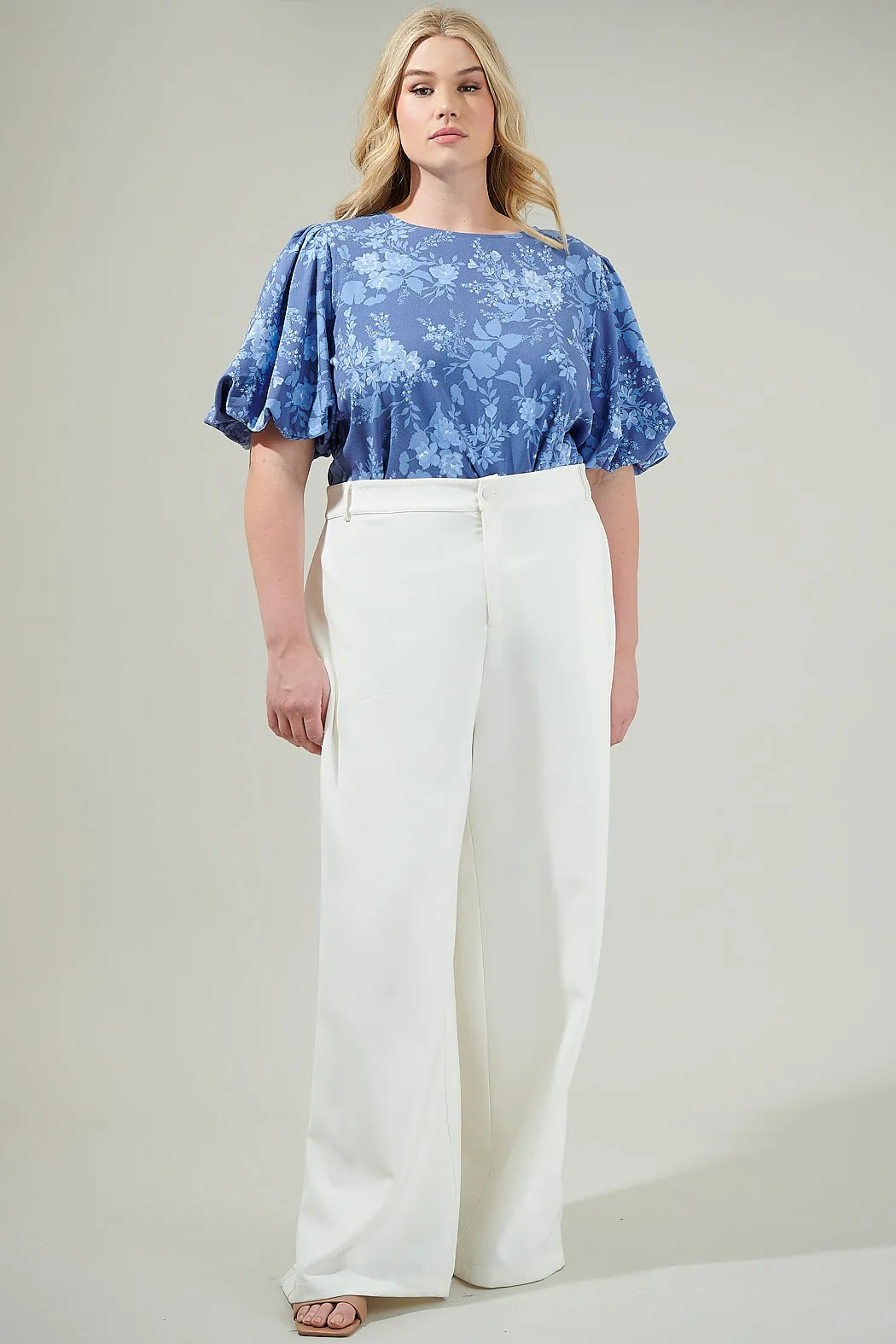 Borage Floral Bubble Sleeve Blouse Curve