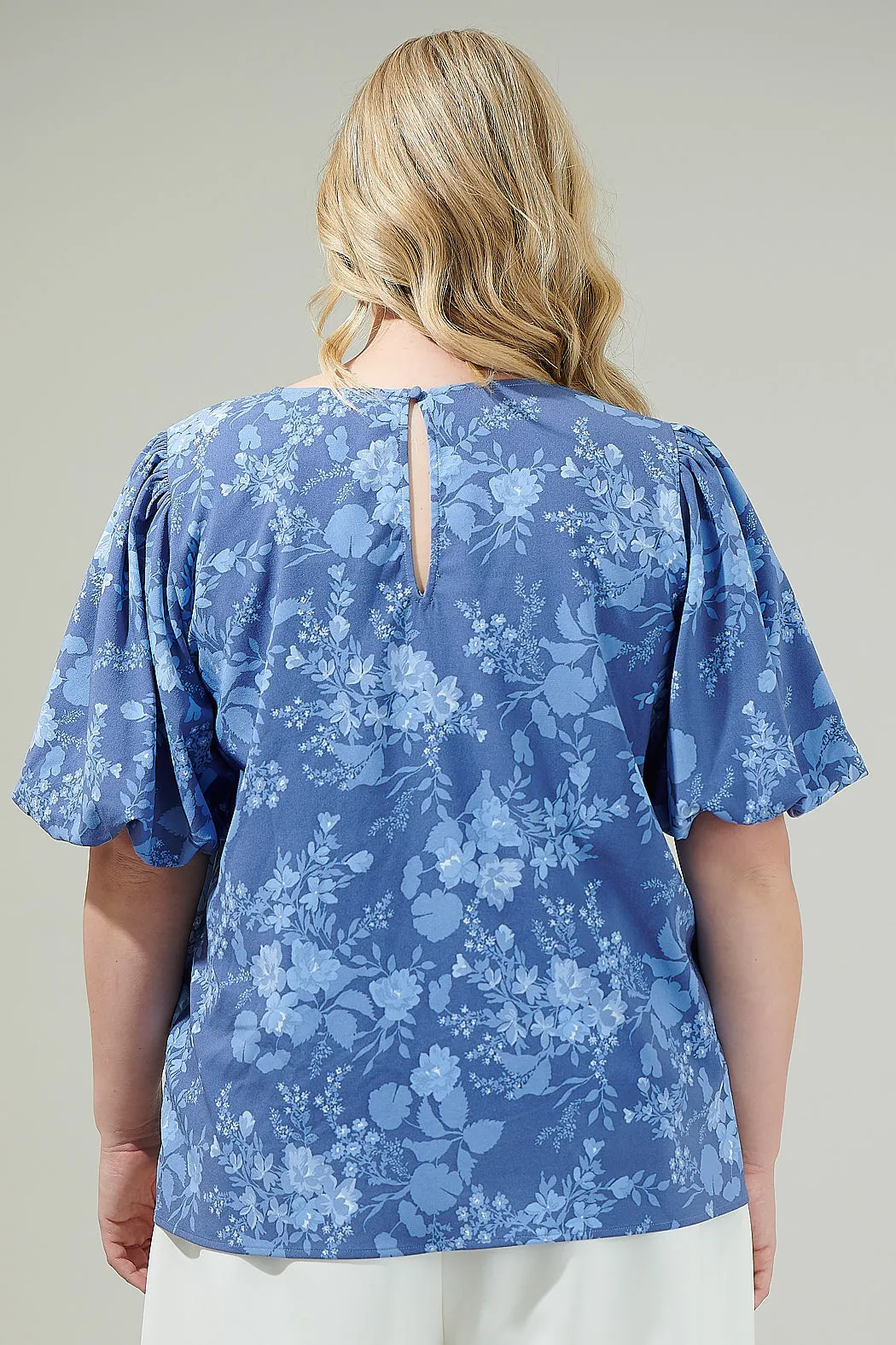 Borage Floral Bubble Sleeve Blouse Curve