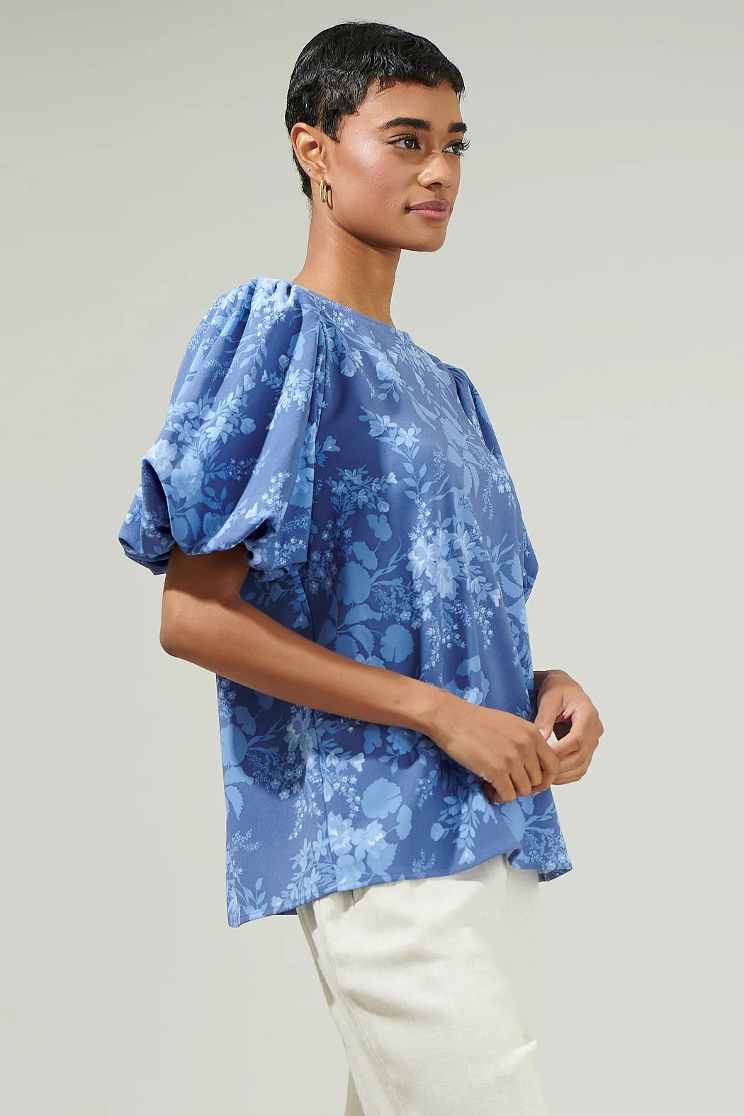 Borage Floral Bubble Sleeve Blouse