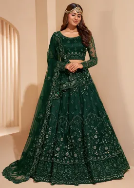 Bottle Green Designer Bridesmaids Wedding Lehenga Choli