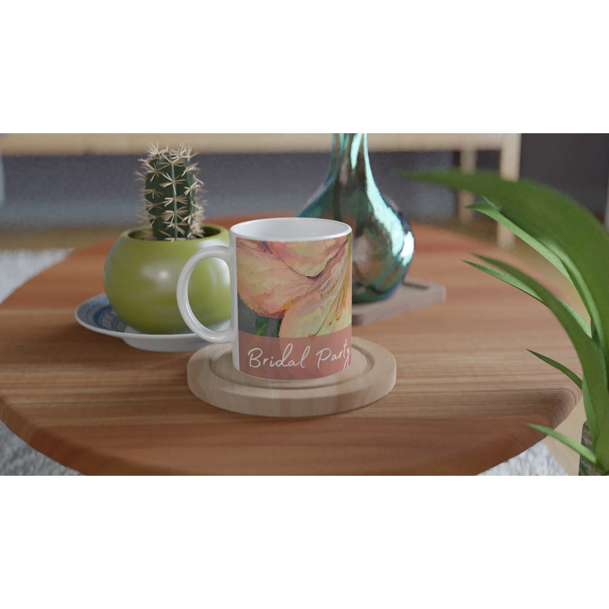 'Bridal Party' 11oz White Ceramic Mug | Bridal Collection with 'Amaryllis' Artwork by American Artist Barbara Cleary