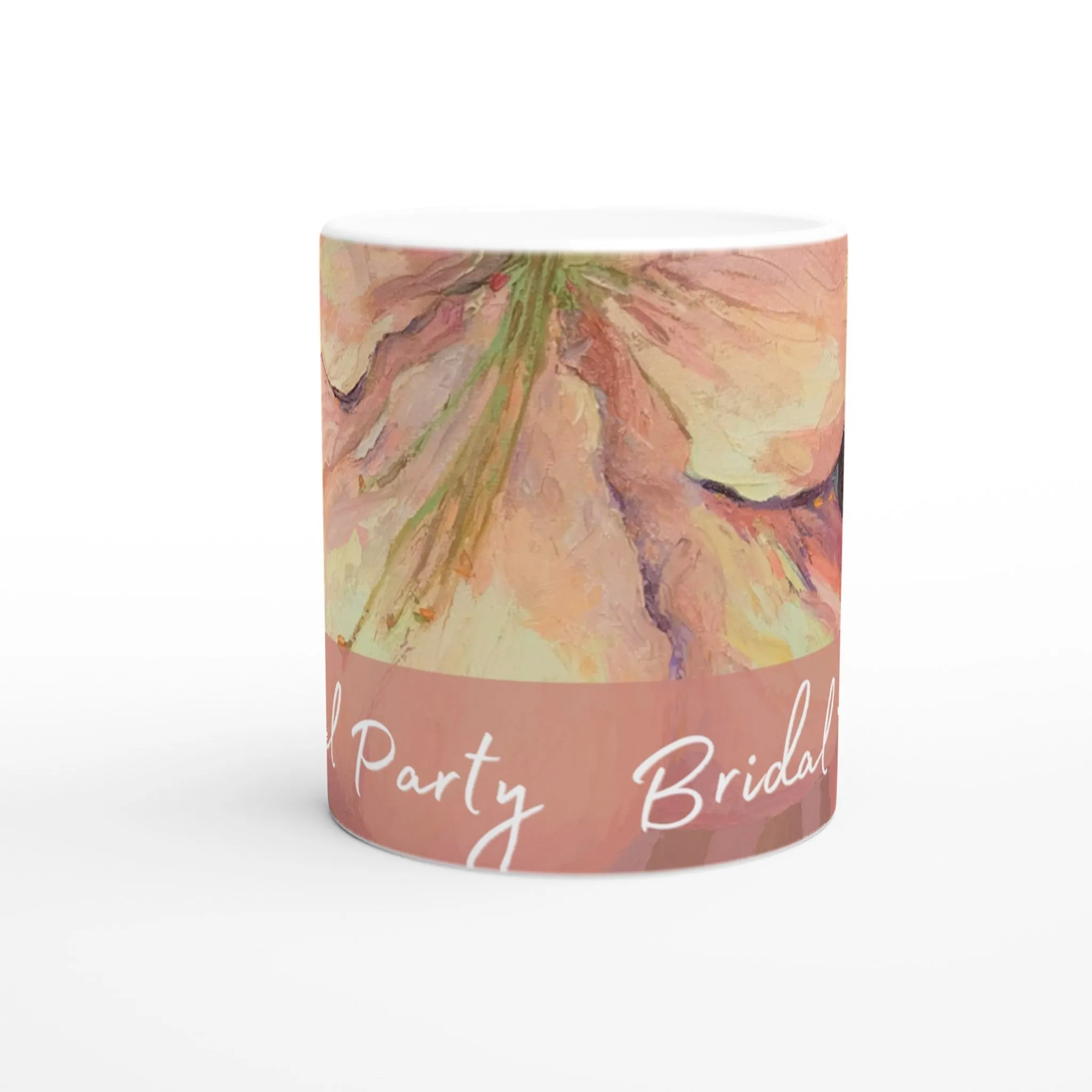'Bridal Party' 11oz White Ceramic Mug | Bridal Collection with 'Amaryllis' Artwork by American Artist Barbara Cleary