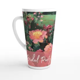 'Bridal Party' 17oz White Ceramic Latte Mug | Bridal Collection with 'Pink Princess' Artwork by American Artist Barbara Cleary
