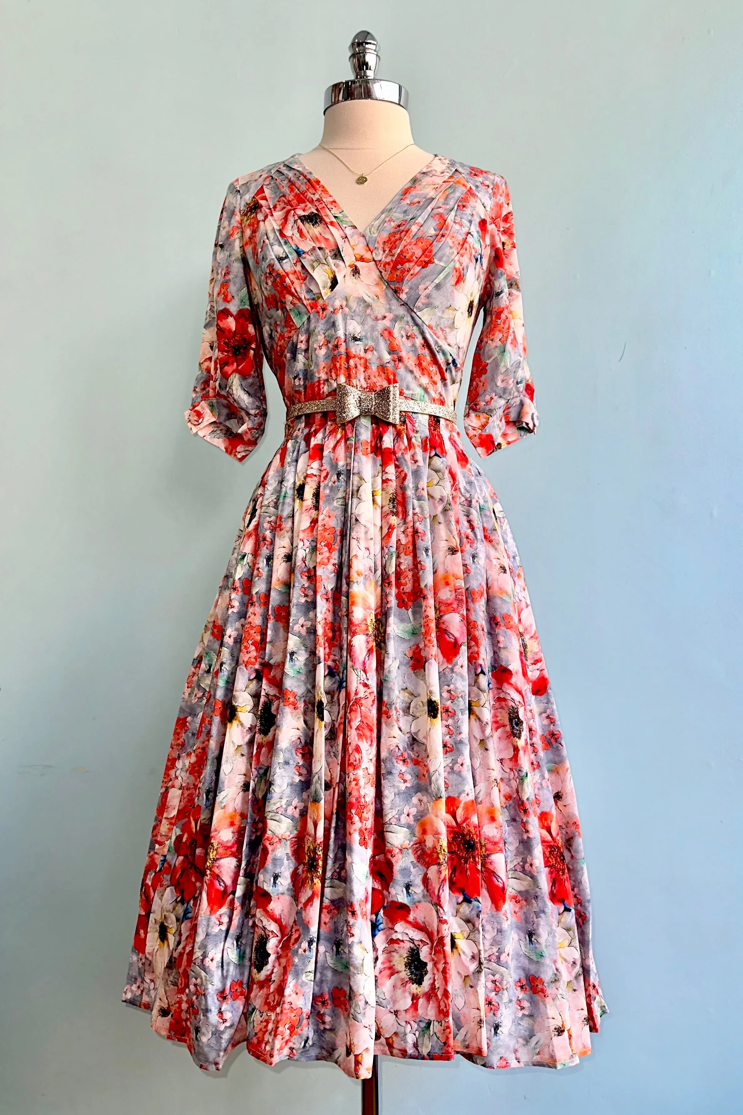 Bronge-Rose Floral Dress by Miss Candyfloss