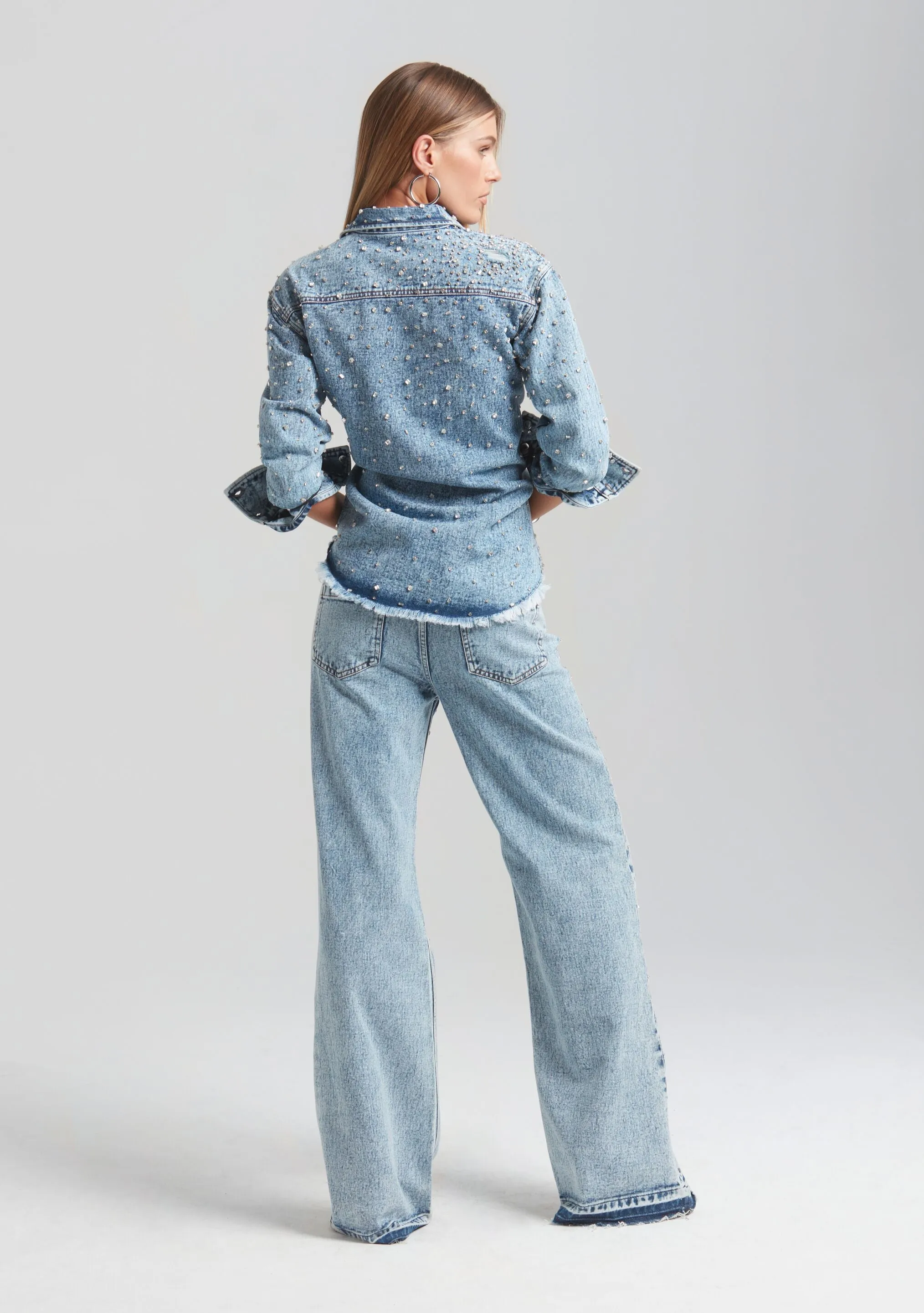 Bronte Crystal Embellished Wide Leg Jeans