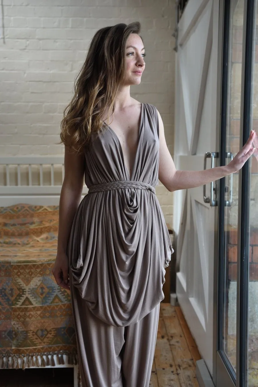 Brown Festival Beach Outfit Two Piece Soft Jersey