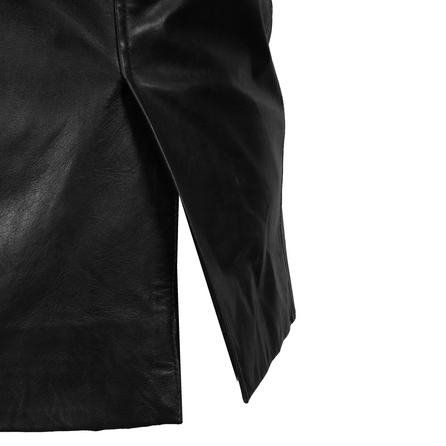 Button Style Formal Blazer in Black Genuine Leather