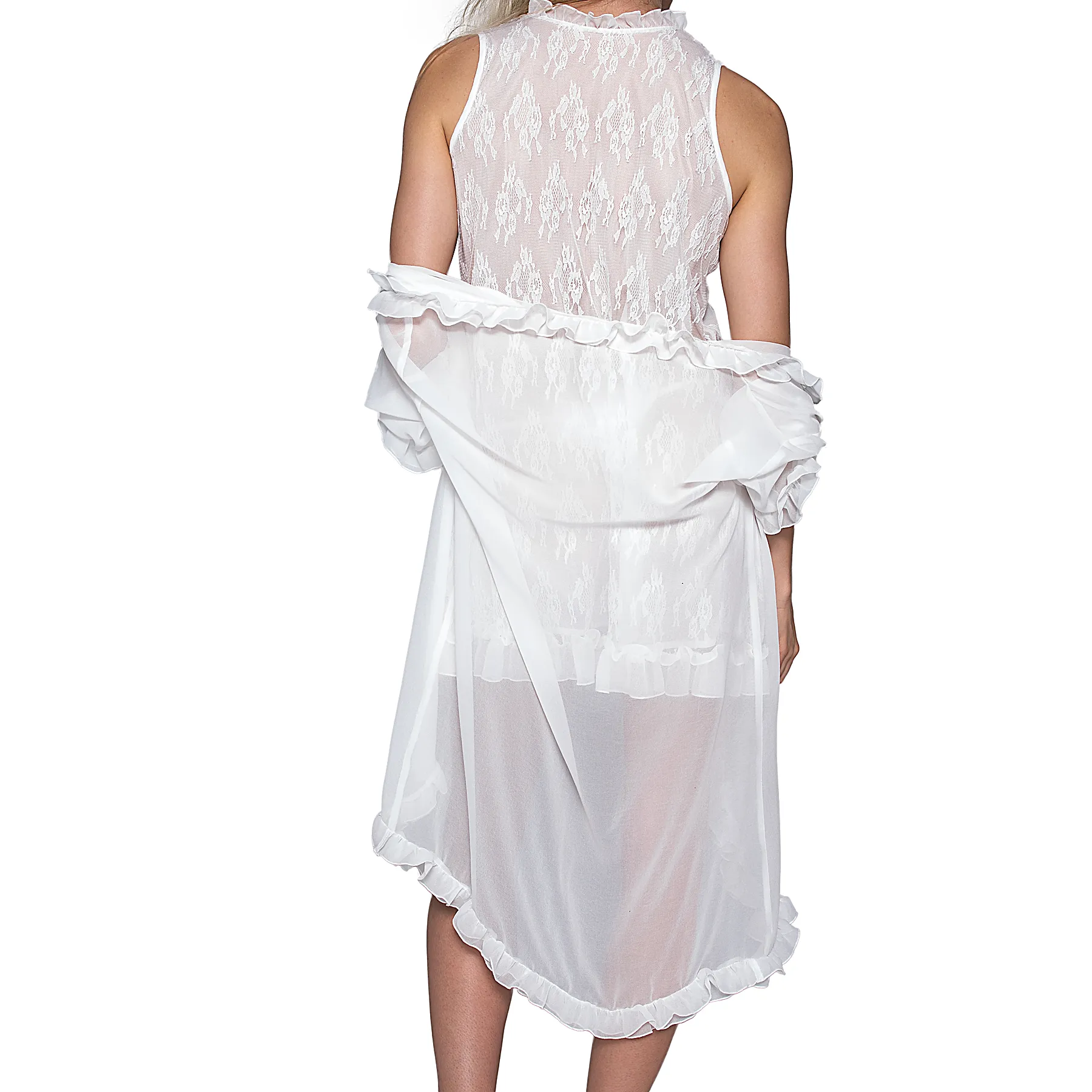 Chantilly Short Nightgown and Cover Up - White