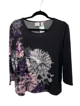 Chico's Misses Size Chico's 1 (8) Black Floral 3/4 Blouse