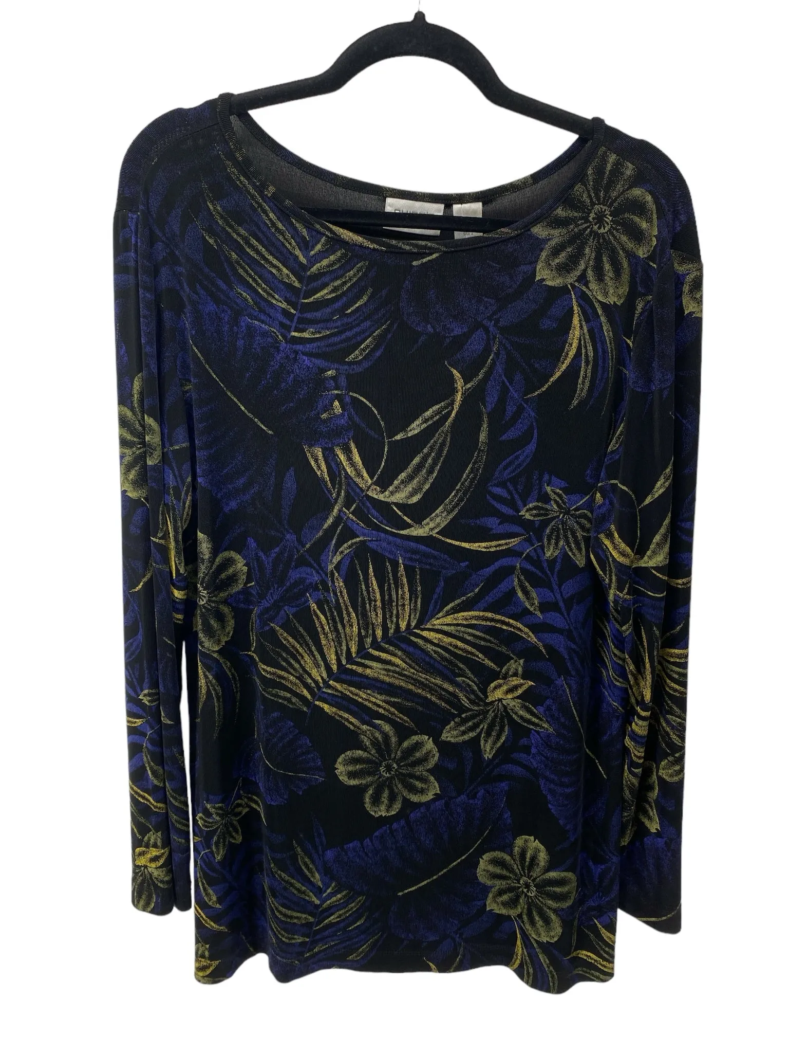 Chico's Misses Size Chico's 2 (12) Black Floral 3/4 Blouse