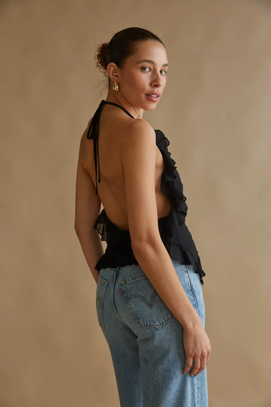 Claudia Rosette Chiffon Halter Top