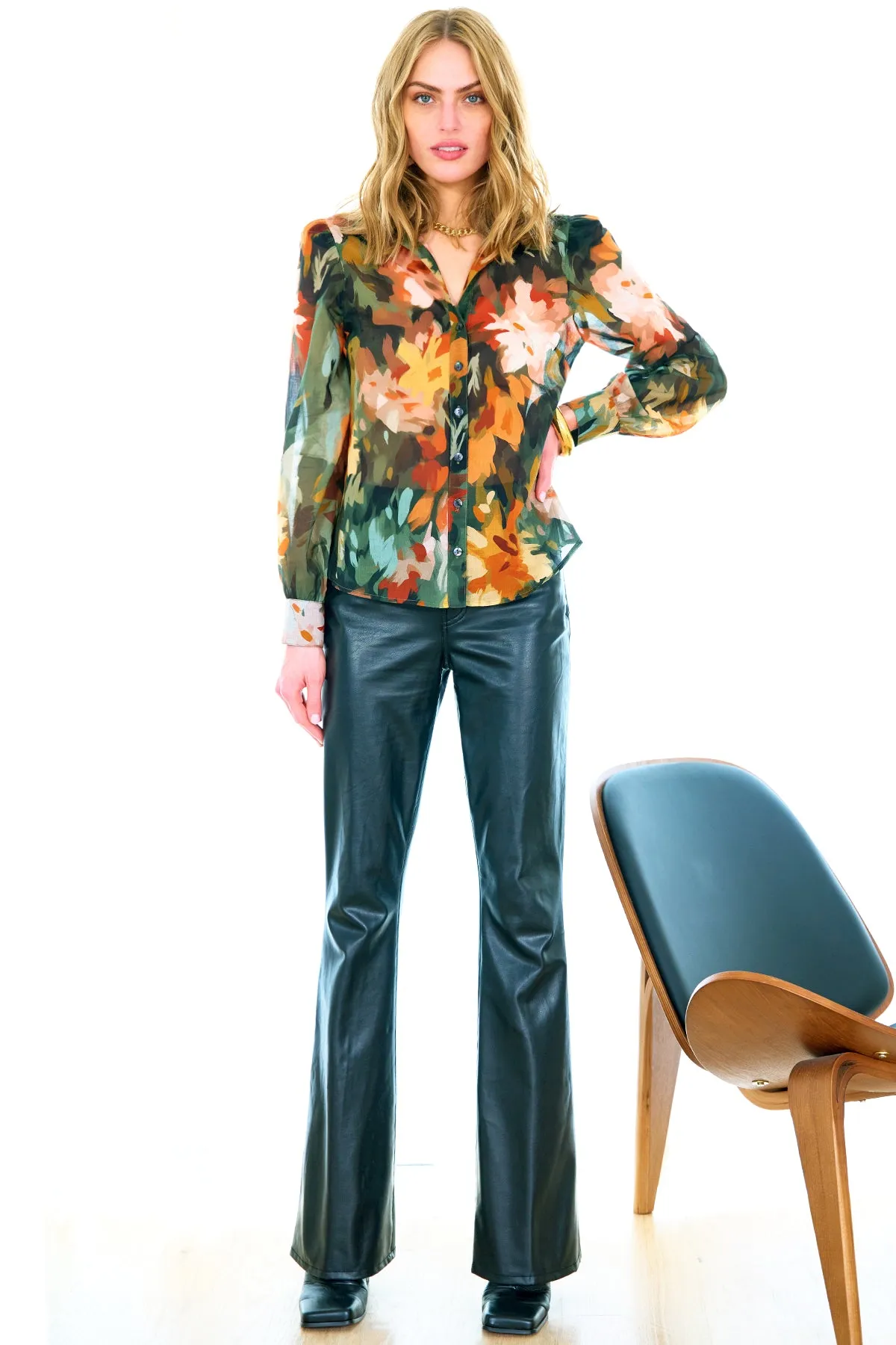 Collette Long Sleeve Cotton Voile Blouse, Autumn Floral