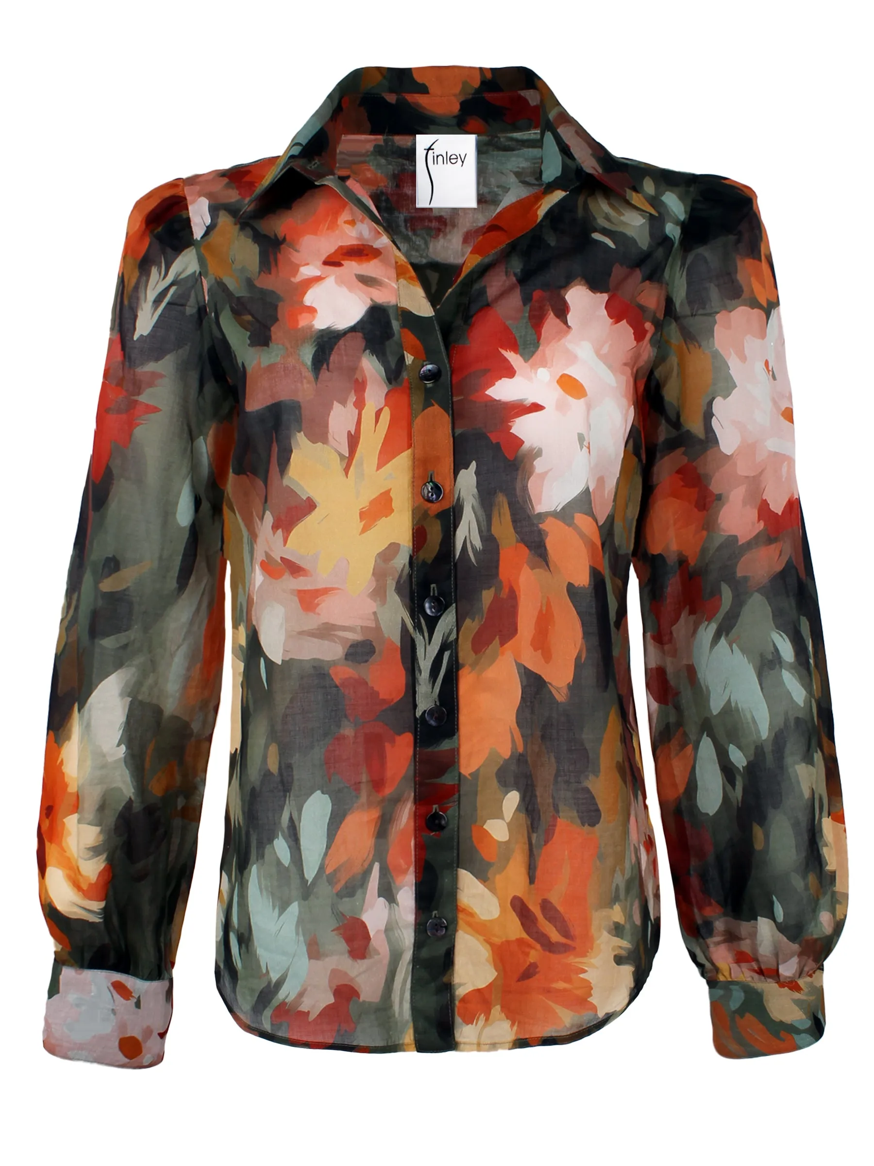 Collette Long Sleeve Cotton Voile Blouse, Autumn Floral