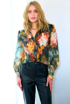 Collette Long Sleeve Cotton Voile Blouse, Autumn Floral