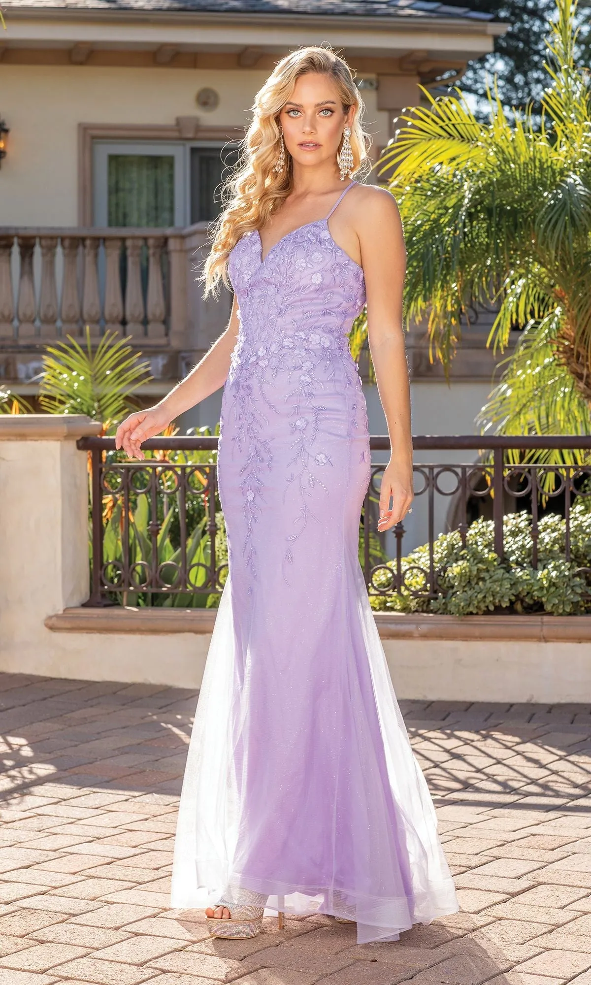 Corset-Back Embellished Long Prom Dress 4308