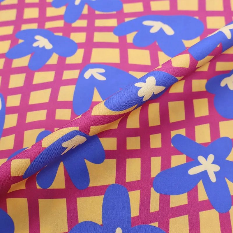 Cotton Poplin - Purple and Blue - Flower Trellis