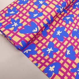 Cotton Poplin - Purple and Blue - Flower Trellis
