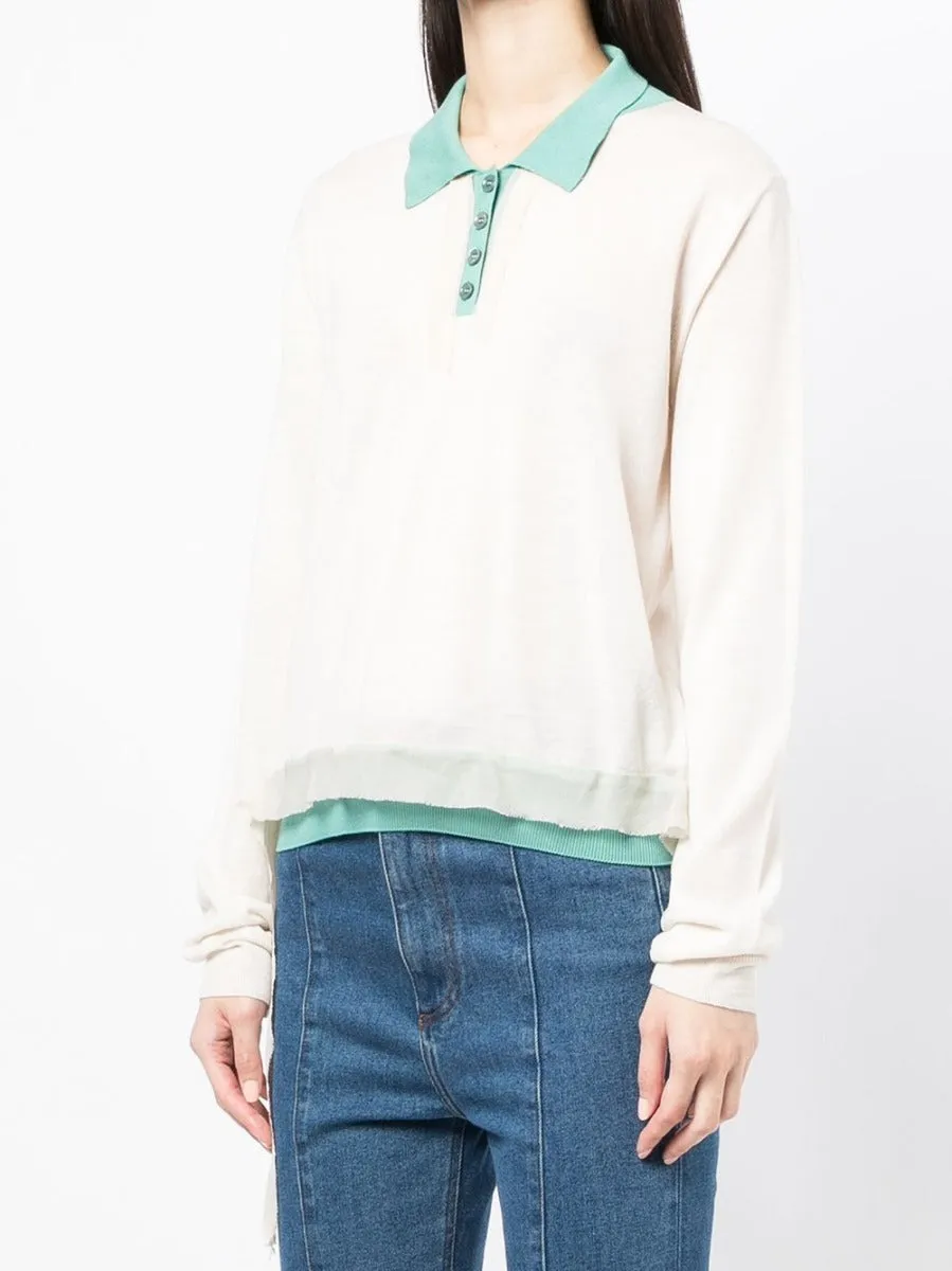 Cream Knitted Polo Sweater