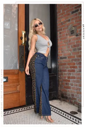 Danielle Straight Leg Pant - Leopard Denim