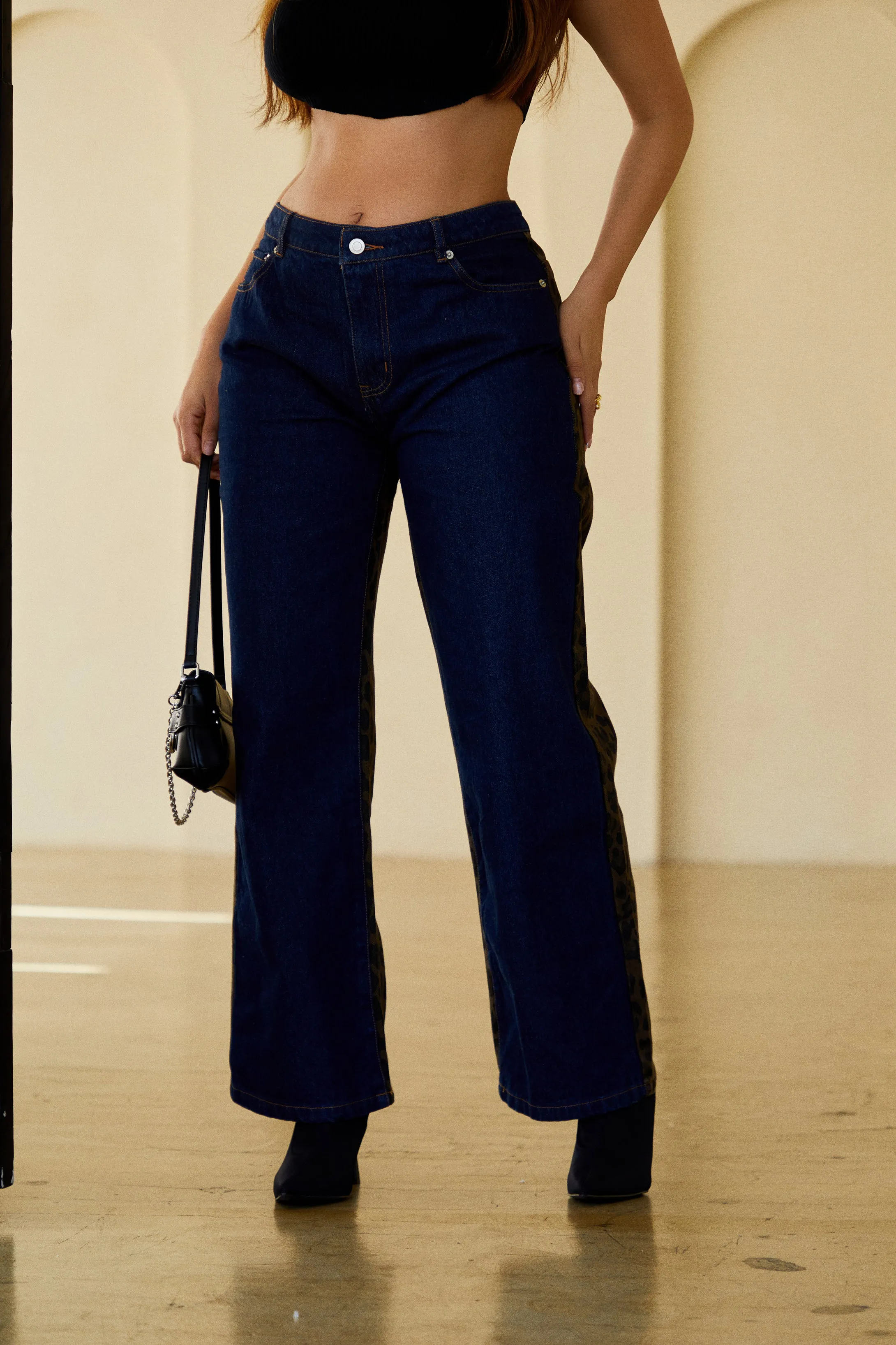 Danielle Straight Leg Pant - Leopard Denim