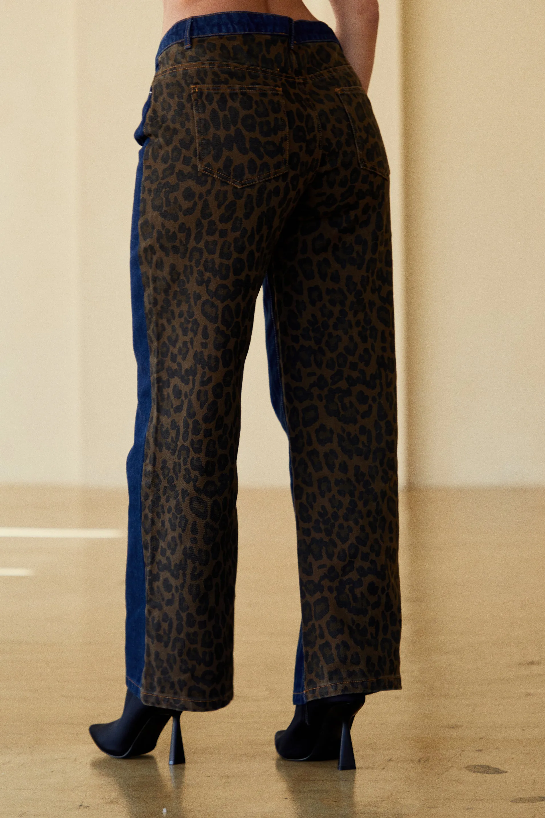 Danielle Straight Leg Pant - Leopard Denim