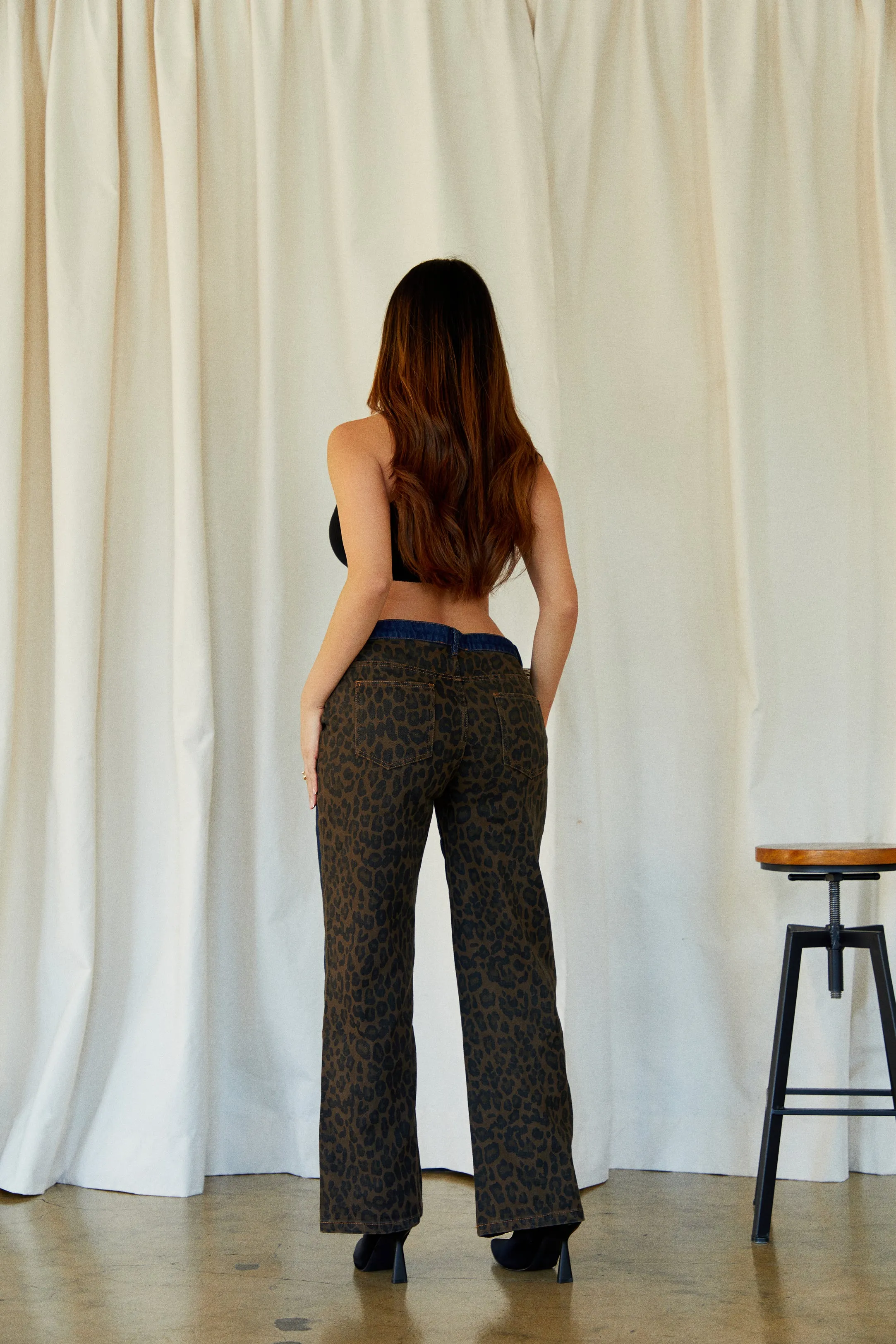 Danielle Straight Leg Pant - Leopard Denim