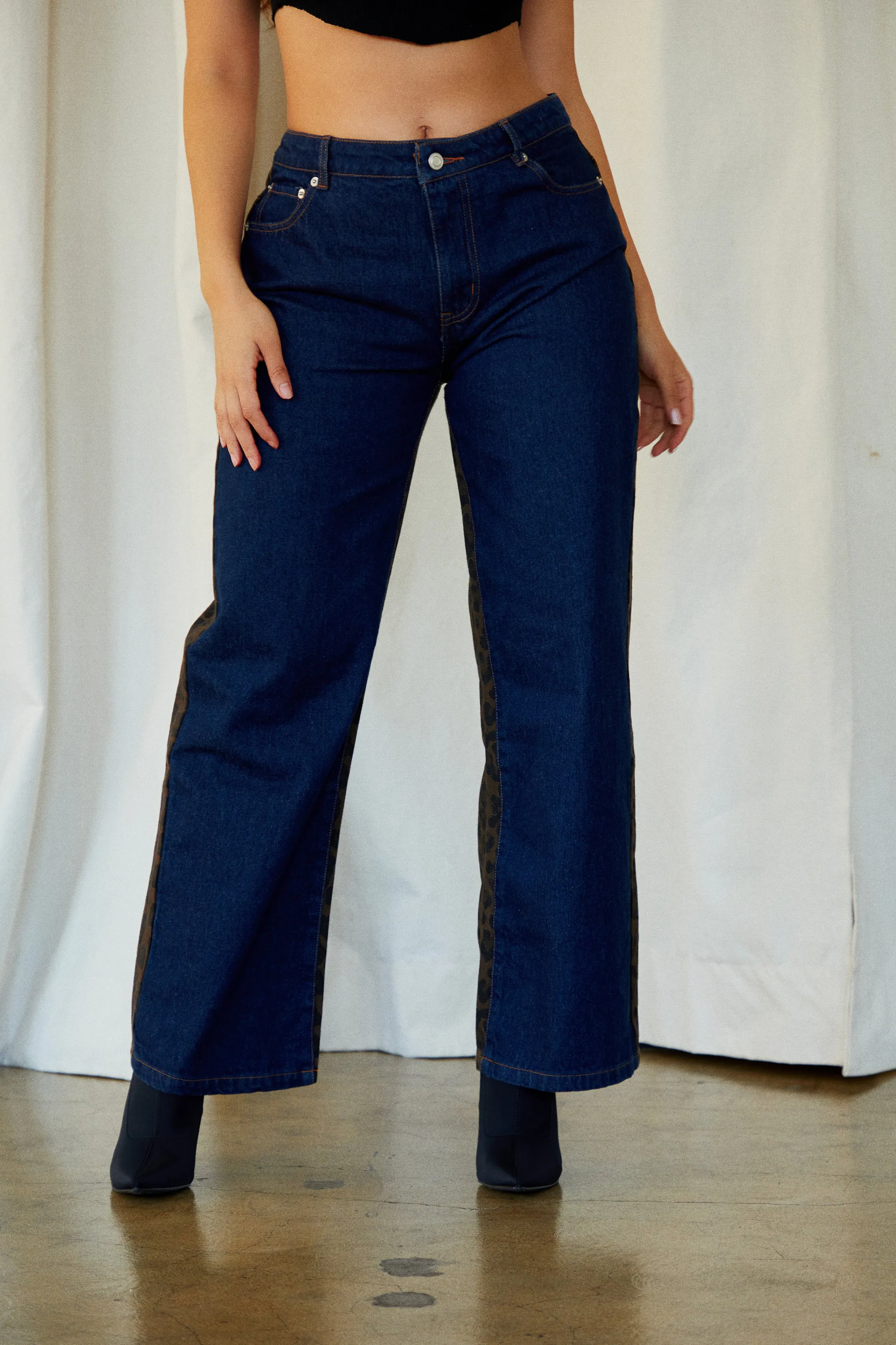 Danielle Straight Leg Pant - Leopard Denim