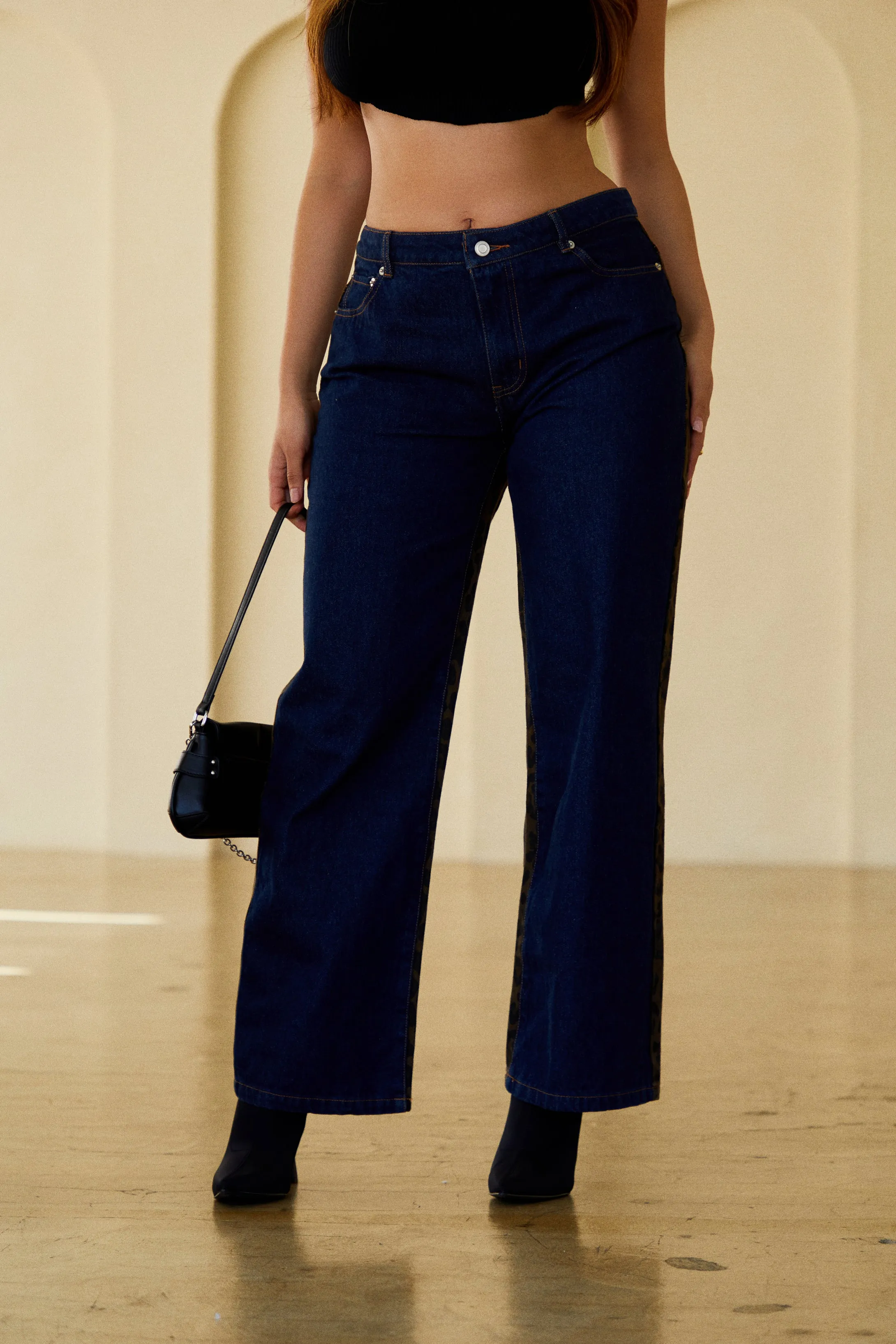 Danielle Straight Leg Pant - Leopard Denim
